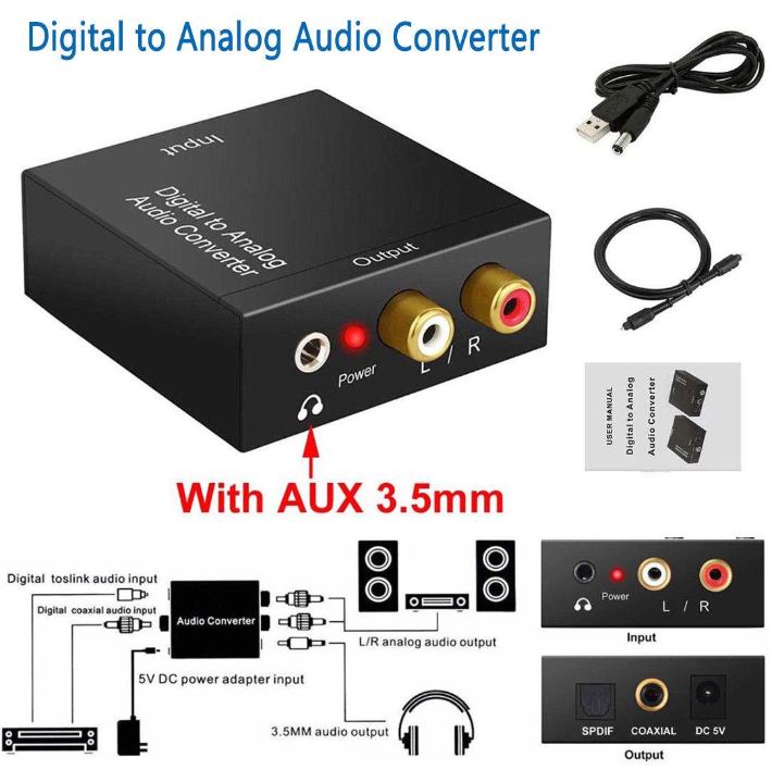 Conversor Audio Digital A Analogico Coaxial Optico A Rca